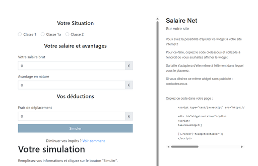 Widget Calcul de salaire net - sans publicité - Souscription annuelle